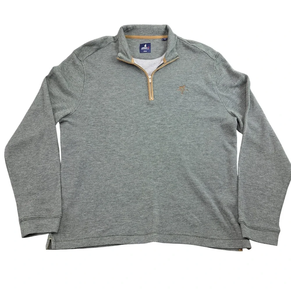 Johnnie-O 1/4 Zip Pullover Mens M Green Merino Wool Cashmere Sweater Preppy